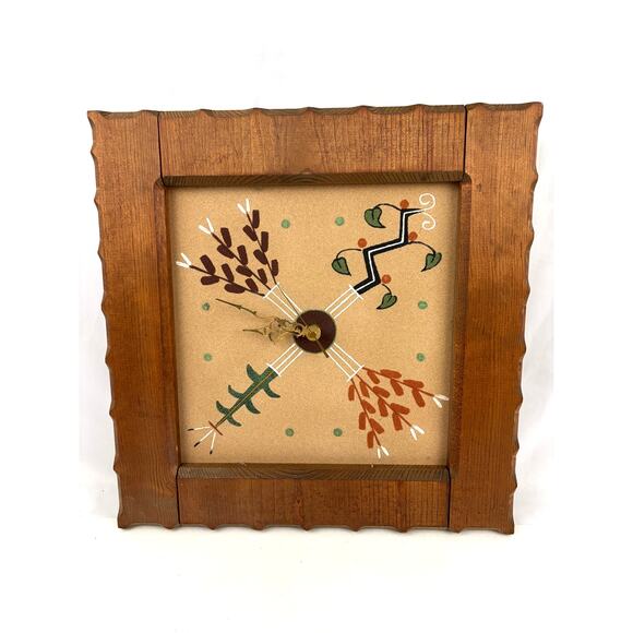 Vintage Four Sacred Plants Native American Sandstone Clock Sand Painting Begay - Picture 5 of 16